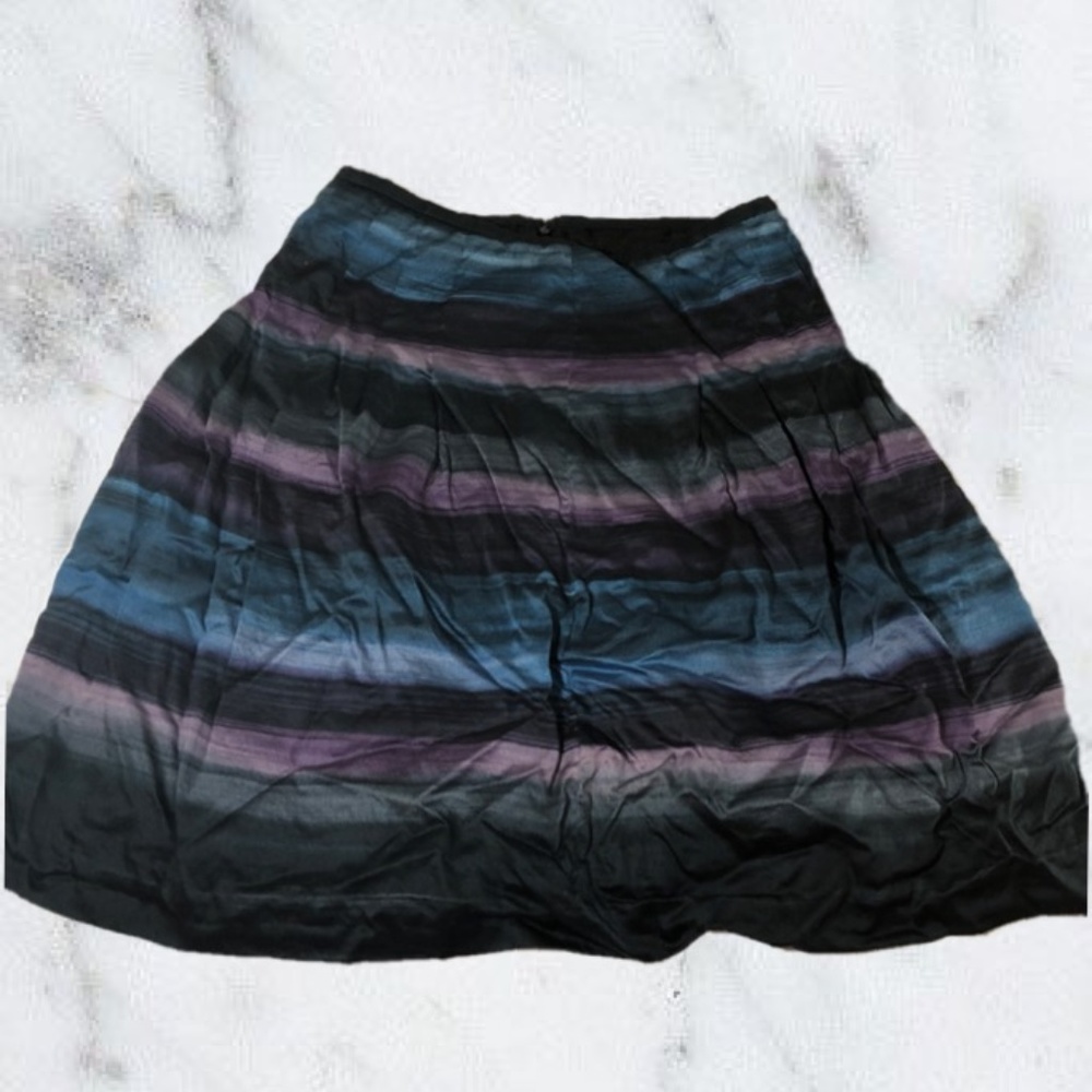 LOFT Petites Watercolor Blue/Purple Black Skirt